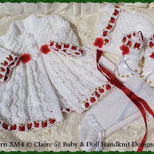 Christmas Rose Matinee Set  10-16” doll/preemie baby