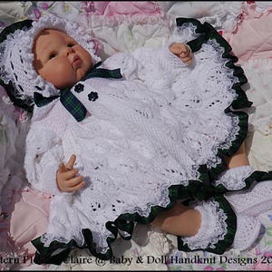 Knitting Pattern Leaf and Bud Matinee Set 16-22” doll (preemie-3m+ baby)