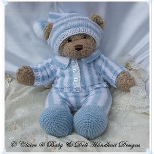 Knitting Pattern Bedtime Set 16-17” Teddy or any 16"Soft Toy