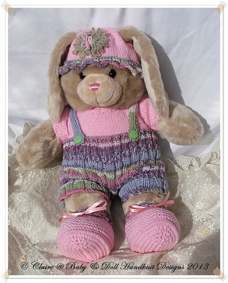 Knitting Pattern Buttoned Shorts & T-shirt set for 16 Teddy or Bunny/Dog/Soft Toy image 2