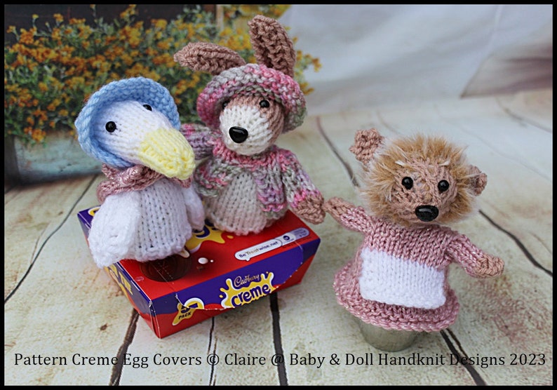 Knitting Pattern to Make Bunny, Duck & Hedgehog Crème Egg Covers or Egg ...