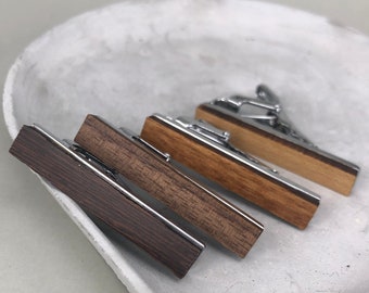 Wood tie clip, narrow wood tie clip, minimalism wood tie clip, 1- Wenge, 2-Walnut, 3-Zebra, 4-Maple,  wedding tie clip, gift for him