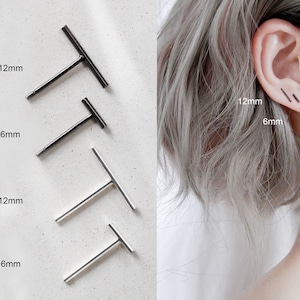 Tiny bar stud earring, handmade minimalist bar stud, tiny sterling silver second hole earring, dainty earring, helix earring, conch earring