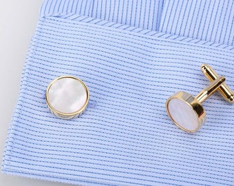 Bouton de manchette en nacre, boutons de manchette minimalisme faits main, bouton de manchette de marié, bouton de manchette de mariage, bouton de manchette bestmen, cadeau bestmen, bouton de manchette rond