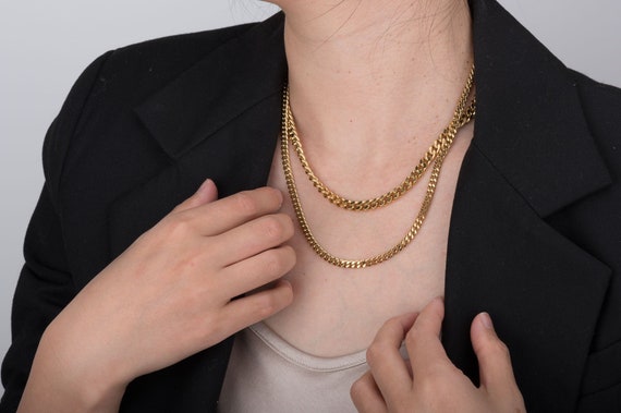 18k Gold Plated Flat Cuban Chain Gold Flat Snake Chain 6mm 4.5mm