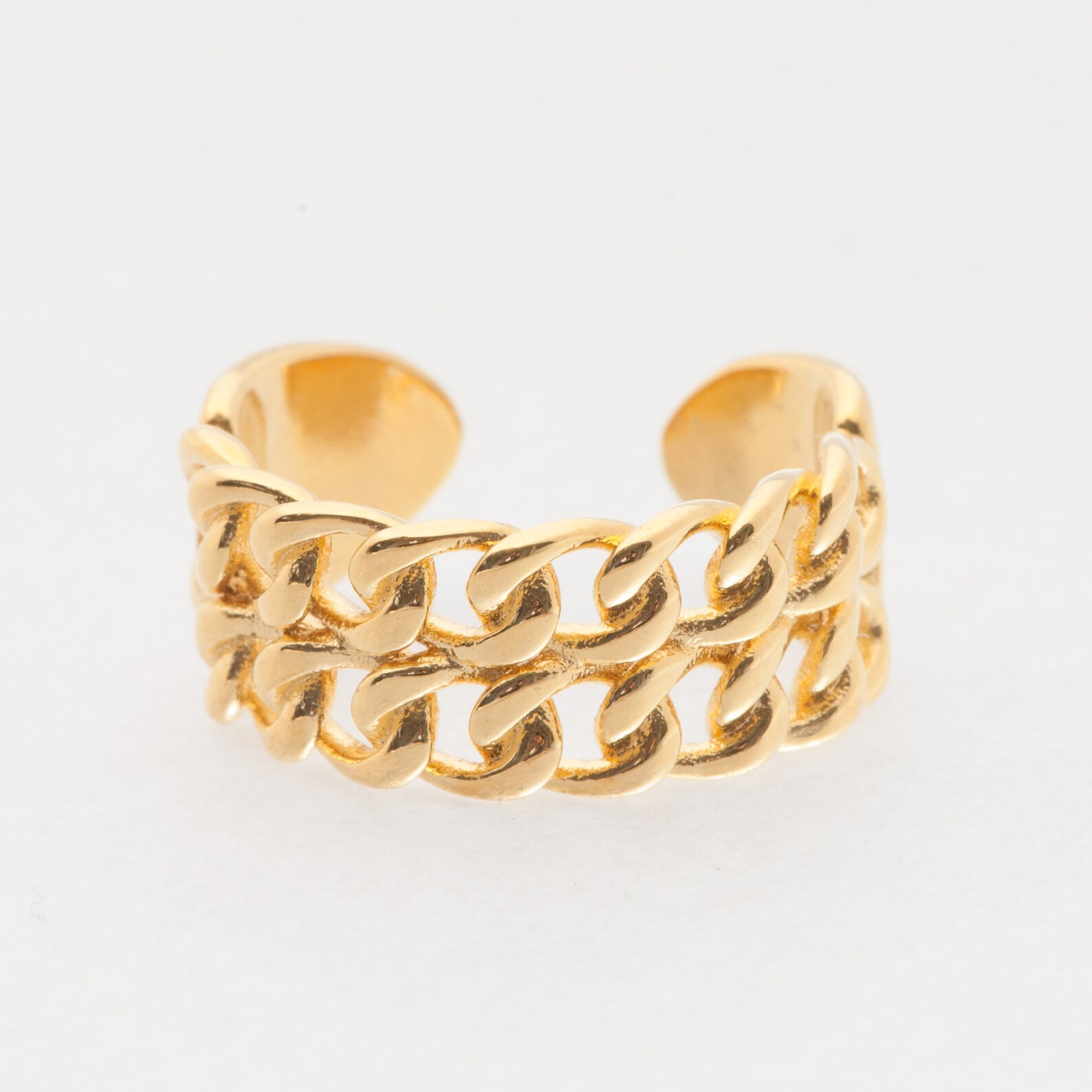Double Gold Chain Ring Gold Stacking Ring Long Link Chain - Etsy UK