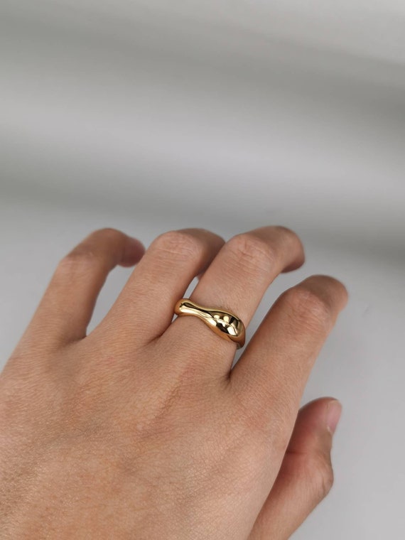  Belt Buckle Ring - Gold Plated Belt Ring - Silver Gold Band  Ring Adjustable - Chunky Ring - Thick Ring - Stackable Ring - Statement  Ring : Handmade Products