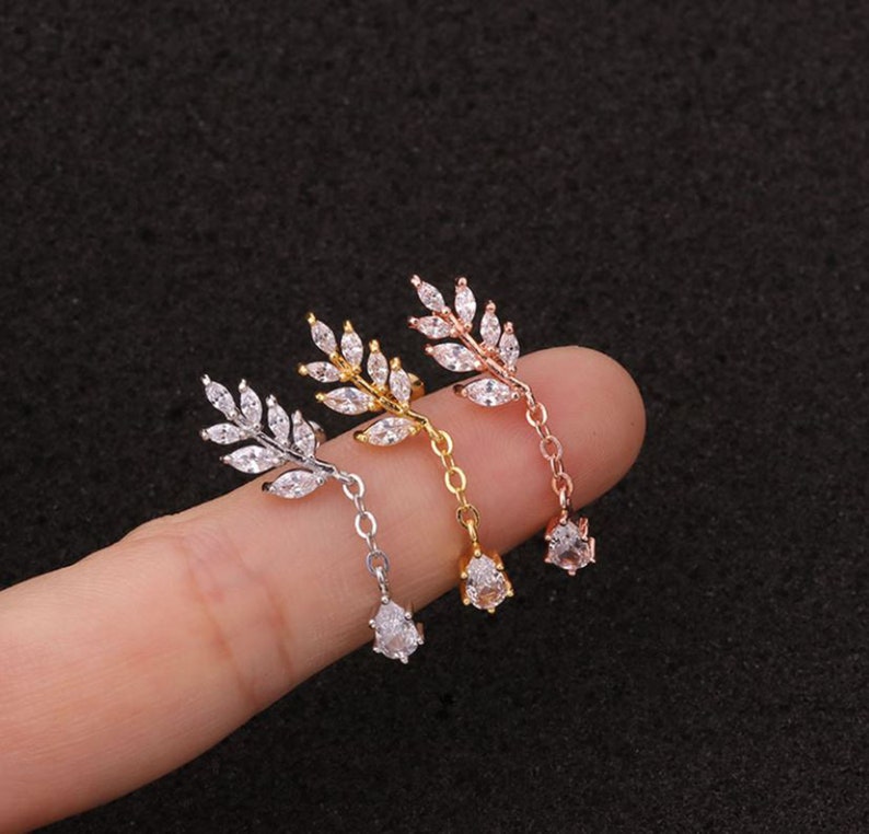 Tiny Stud Earring Dangle Helix Earring Cute Surgical Steel Etsy