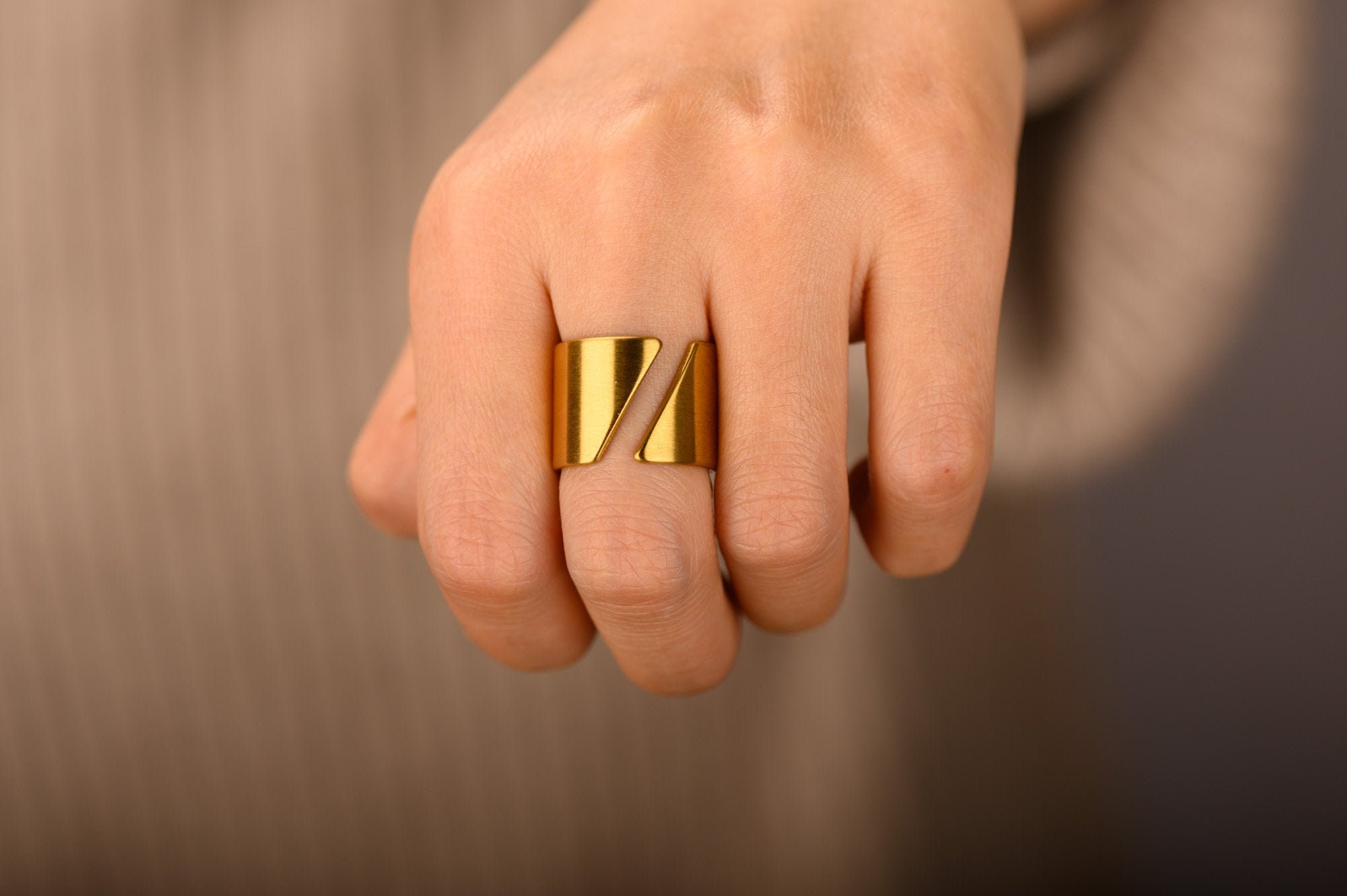 Buy Wide Gold Ring Thick Gold Band Thick Ring Statement Ring Online in  India 