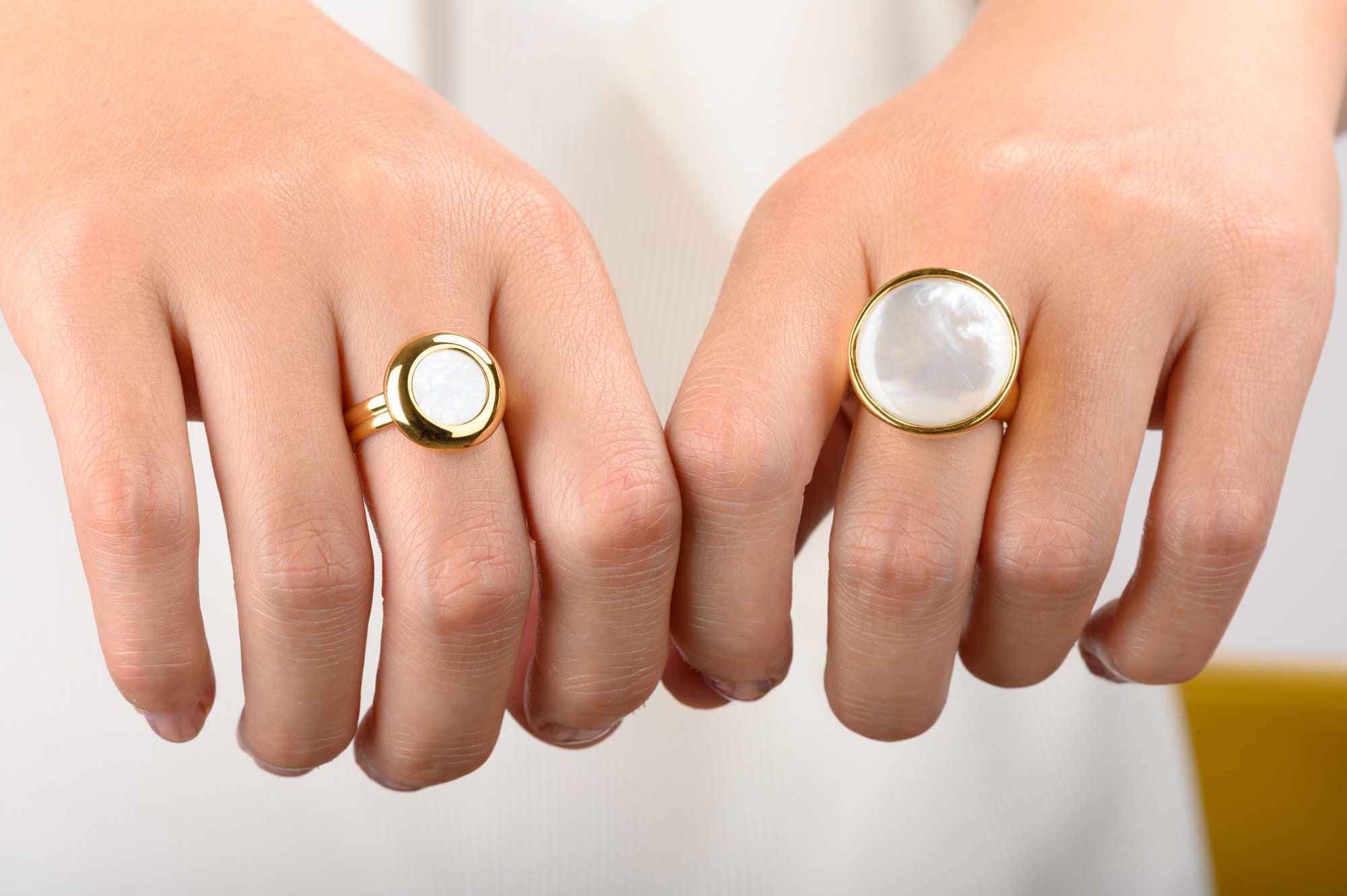 Gold Mother of pearl Ring Large Shell Ring Cute Ring Statement