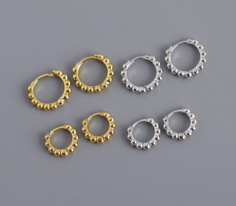 Hoop Earringsmall Hoops Bead Hoop Earring Silver Hoop | Etsy