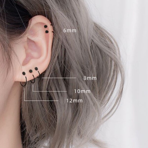 Minimalism wire earring set, sterling silver wire earring, 3mm head, tiny dot earring, minimalism earring, helix earring, conch earring