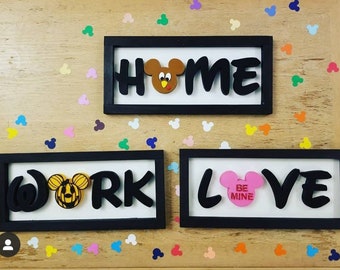 Interchangeable 3D Printed Mouse Head Home/Work/Love Sign
