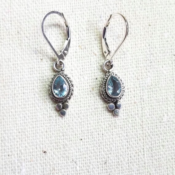 Sterling silver gemstone faceted earring