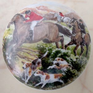 Foxhunt Scene #5 Horse Riding Ceramic Cabinet knobs Kitchen hardware pulls