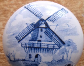 Blue Delft Windmill Ceramic Cabinet Knobs Kitchen Drawer pulls
