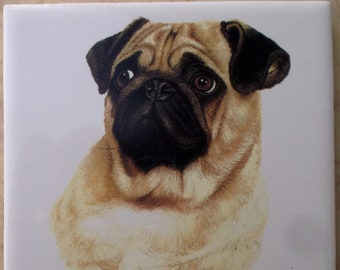 Fawn Pug Tile animal accent backsplash serving tray