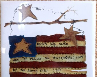 Old World Flag Ceramic Tile accent backsplash serving tray trivet