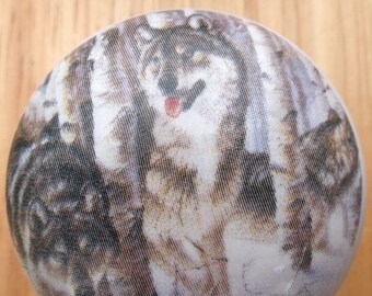 Wolf Pack #3 Lobo wildlife animal Cabinet Knob Kitchen Pulls Hardware