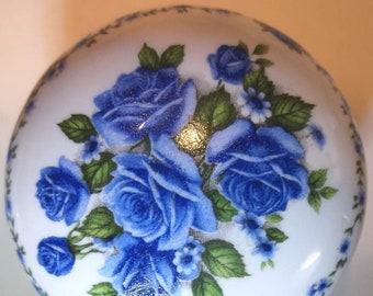 Six Blue Rose border flower Cabinet Knob kitchen cabinet hardware Door pulls