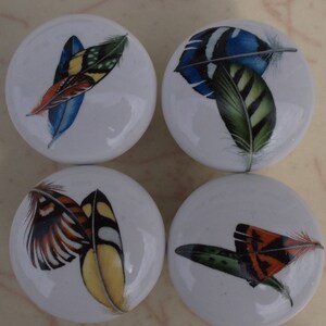 Feather Ceramic Cabinet Knobs Kitchen Door pulls Door Hardware