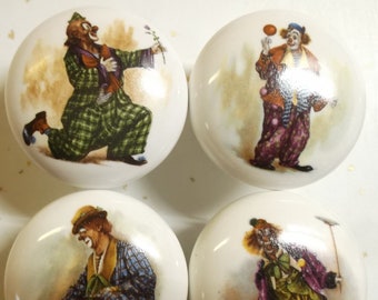 4 Clowns #2 Ceramic Cabinet Knobs Kitchen Door pulls Door Hardware