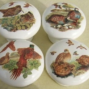Ceramic Cabinet knobs Game Birds Pheasant grouse duck (4) Bird #4
