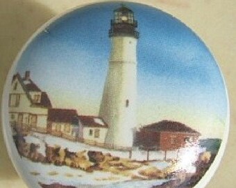 Portland Head ME #3 Light House Lighthouse Ceramic Cabinet Knobs Kitchen Drawer pulls