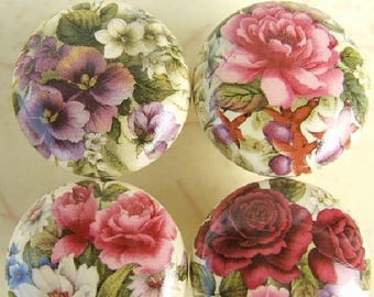 10 Pansy rose Peonie 4 summer bouquets Cabinet Knobs kitchen cabinet hardware Door pulls