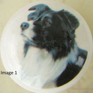 Border Collie Dog Ceramic Cabinet Knobs Kitchen Door pulls