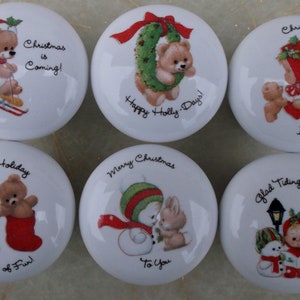 Christmas decoration 6 Cute Bears Cabinet Knobs kitchen cabinet hardware