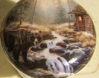 Bear at Cabin wildlife animal Cabinet Knob kitchen hunting lodge