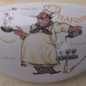 Seafood Chef  Drawer pulls Ceramic Cabinet Hardware Kitchen