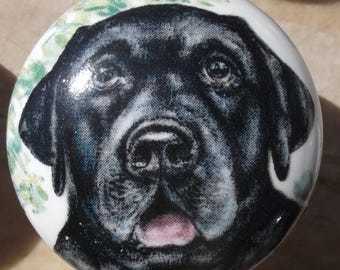 Black Labrador Dog Ceramic Cabinet Knobs Kitchen Door pulls Door Hardware puppy