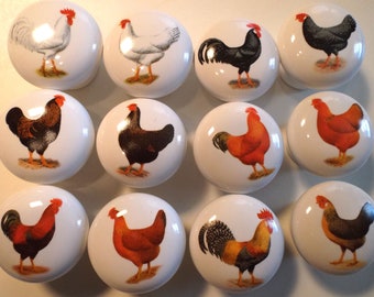 12 chickens roosters Cabinet Knob kitchen hardware (12)