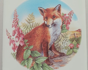 Red fox Ceramic Tile #3  accents backsplash counter top accents