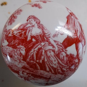 Toile Twall Lovers Red Ceramic Cabinet Knobs Kitchen Door pulls Door Hardware