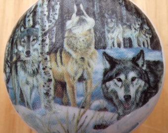 Wolf Pack #5 Lobo wildlife animal Cabinet Knob Kitchen Pulls Hardware