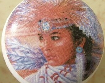 Indian Maiden Ceramic Cabinet Knobs South west Kitchen Drawer pulls