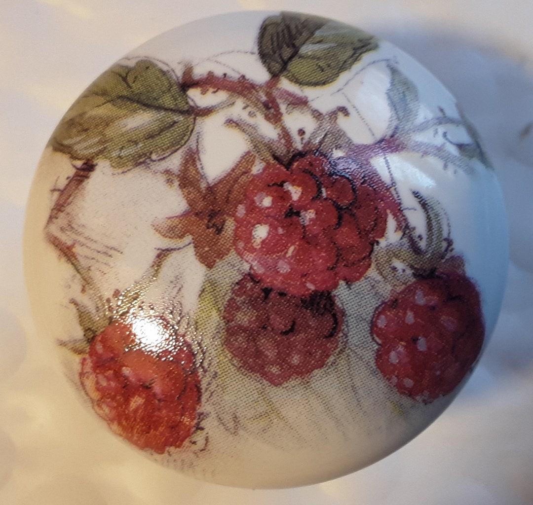 Ceramic Raspberry Red Raspberries Raspberry #2 Ceramic Cabinet Knobs Kitchen Drawer Pulls ...
