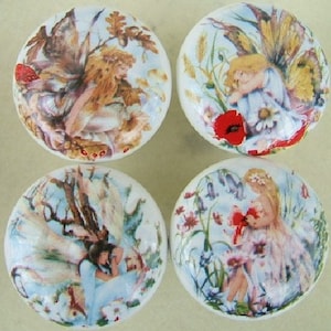 Fairy and Flower themed Ceramic Cabinet Knobs Kitchen Door pulls Door Hardware