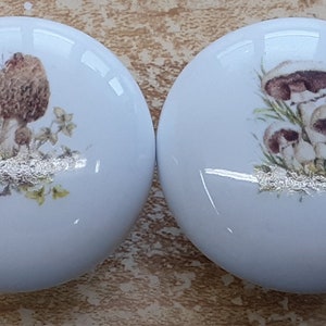 TwoMushrooms #3 Ceramic Cabinet knobs Kitchen hardware pulls