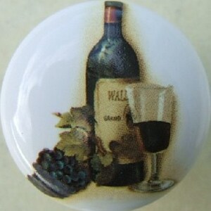 Wine bottle with Grapes Purple #1 Ceramic Cabinet Knobs Kitchen door Drawer pulls