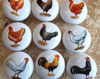 9 chickens roosters Cabinet Knob kitchen hardware (9)
