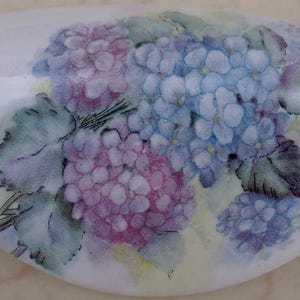 3 Purple Hydrangea Drawer pulls Ceramic Cabinet Hardware Kitchen