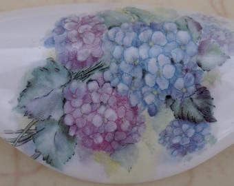 3 Purple Hydrangea Drawer pulls Ceramic Cabinet Hardware Kitchen