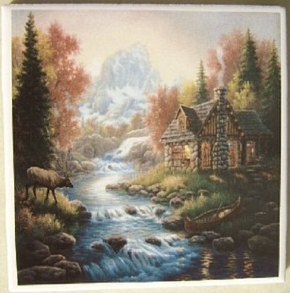 Ceramic Tile Elk at Cabin Wildlife Accent Backsplash Serving - Etsy