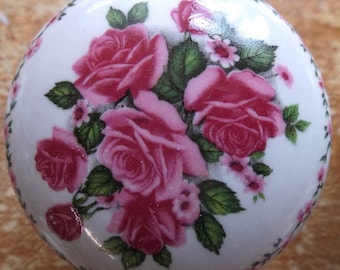 Pink Rose border flower Cabinet Knob kitchen cabinet hardware Door pulls