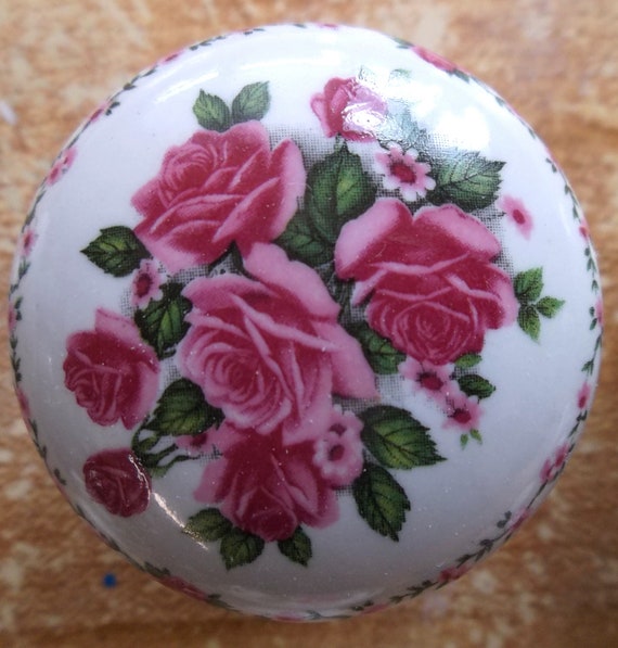 pink rose dresser knobs Pink Rose Drawer Pulls Ceramic Dresser Or Flower Cabinet Handle Pulls