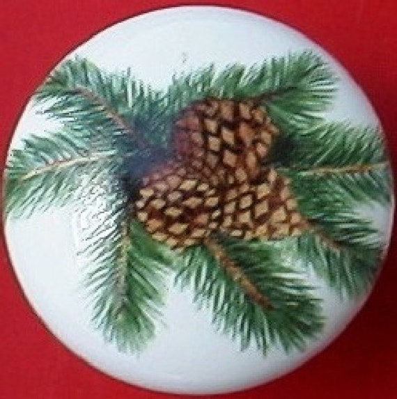 Pine Cones Ceramic Cabinet Knobs Kitchen Drawer Pulls Etsy